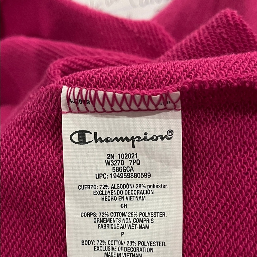 Champion Campus Fuchsia Cropped Hoodie with Floral Embroidered Logo size S - Picture 9 of 9
